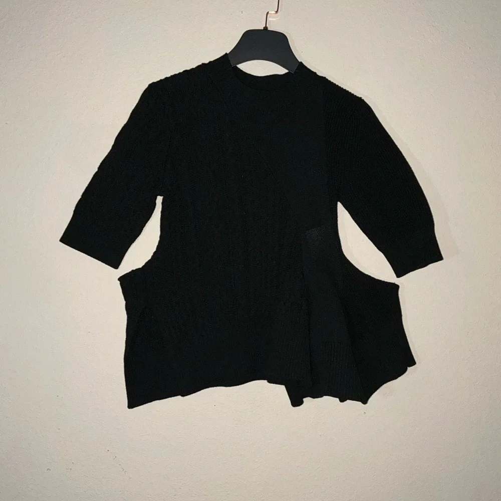 NWOT SACAI Cable Knit Flared Top - Black SIZE 1 (S) - Picture 5 of 12